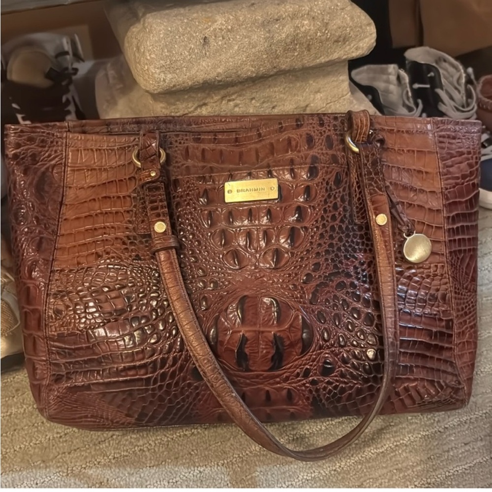Brahmin Brown Crocodile Leather Shoulder Bag